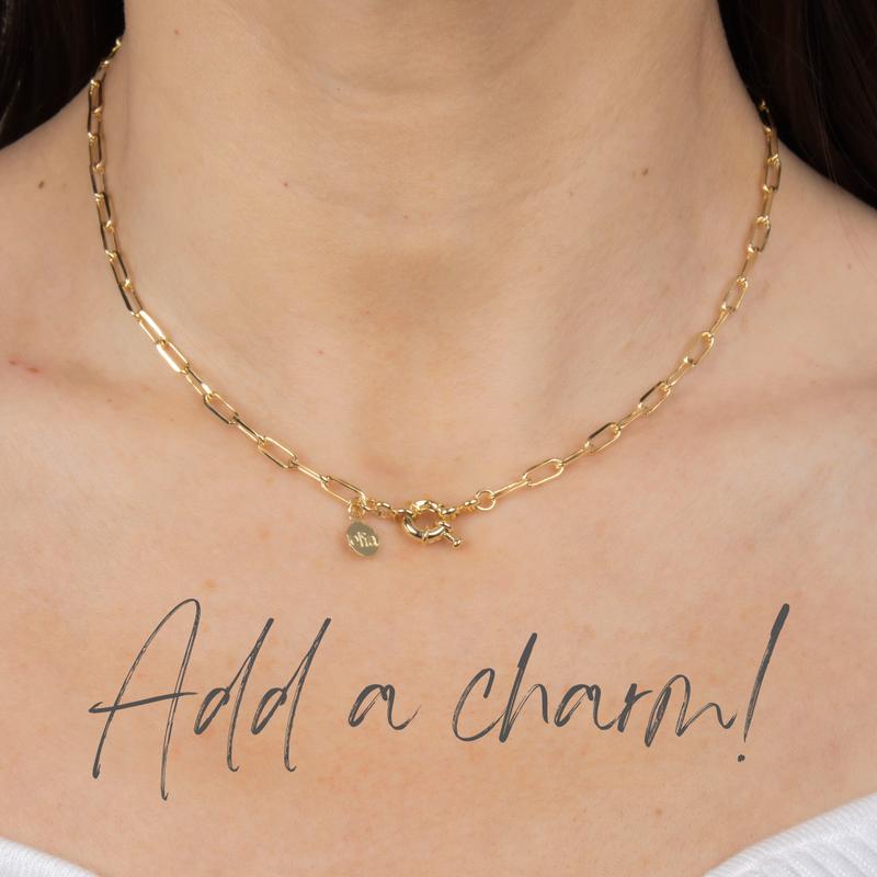 ***£10 sale***Hannah Paperlink Necklace – Gold Plated – Add a charm 0