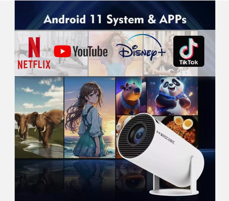 Magcubic Portable Projector-180° Rotatable, WiFi BT 5.0 with Remote Control - Indoor Outdoor Home Theater Projector - Audio projector bedroom projector projector hy300  projector 4k projector projector 4k ultra projector smart tv projector cosy  projector 1