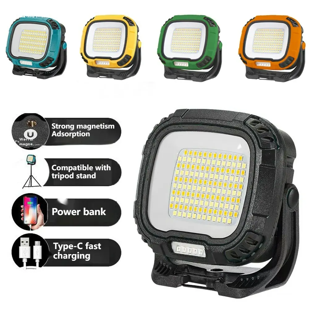 （Local Warehouse)LED Portable Working Light, Type-C Emergency Flashlight,Magnet Floodlight Handheld Lamp for Repair,Hiking and Gift. btg  lightstick  bm light spot outdoor