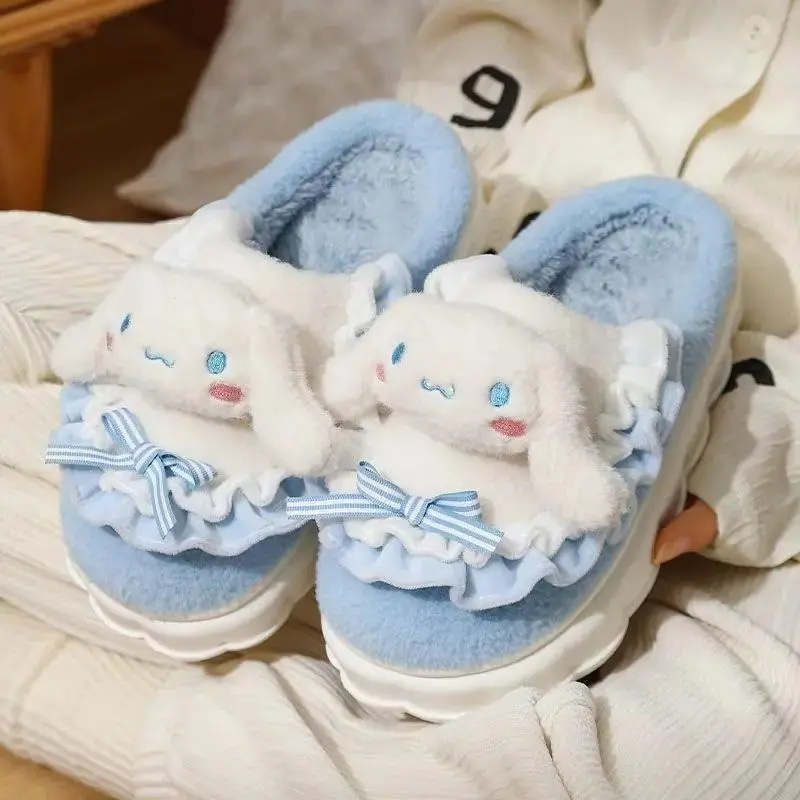 Cotton Shoes Kuromi Cinnamoroll Women Plushie Cartoon Plush Kawaii Flat Shoes Slippers Shoes Plush Gift Y2K