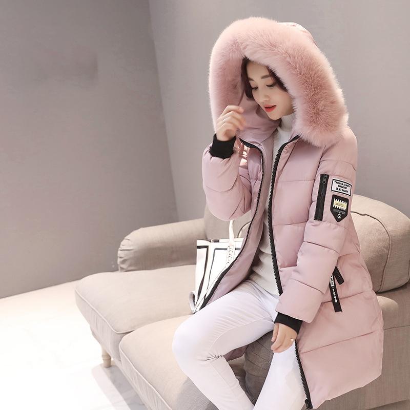 Product Introduction of New Winter Women Parka Coats Cotton Casual Fur Neckline Long Hooded Jackets Thick Warm Slim-fit Jacket Female Overcoat Clothes Womenswear Tops 1