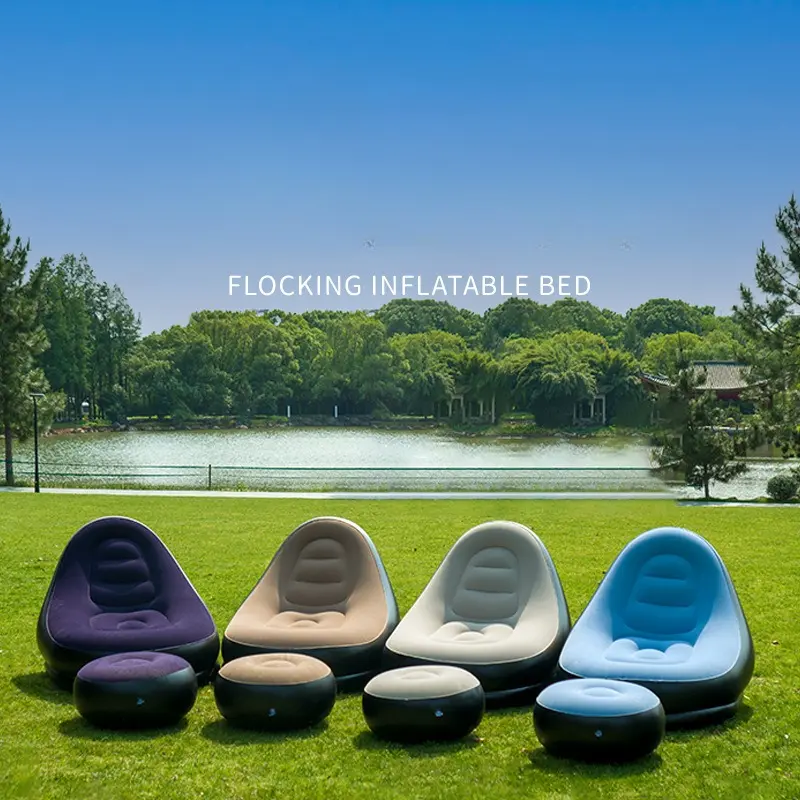 Portable Camping Inflatable Sofa Chair, Thickened Plush Lazy Couch for Outdoor, Bedroom, Home, and Leisure Folding Bed