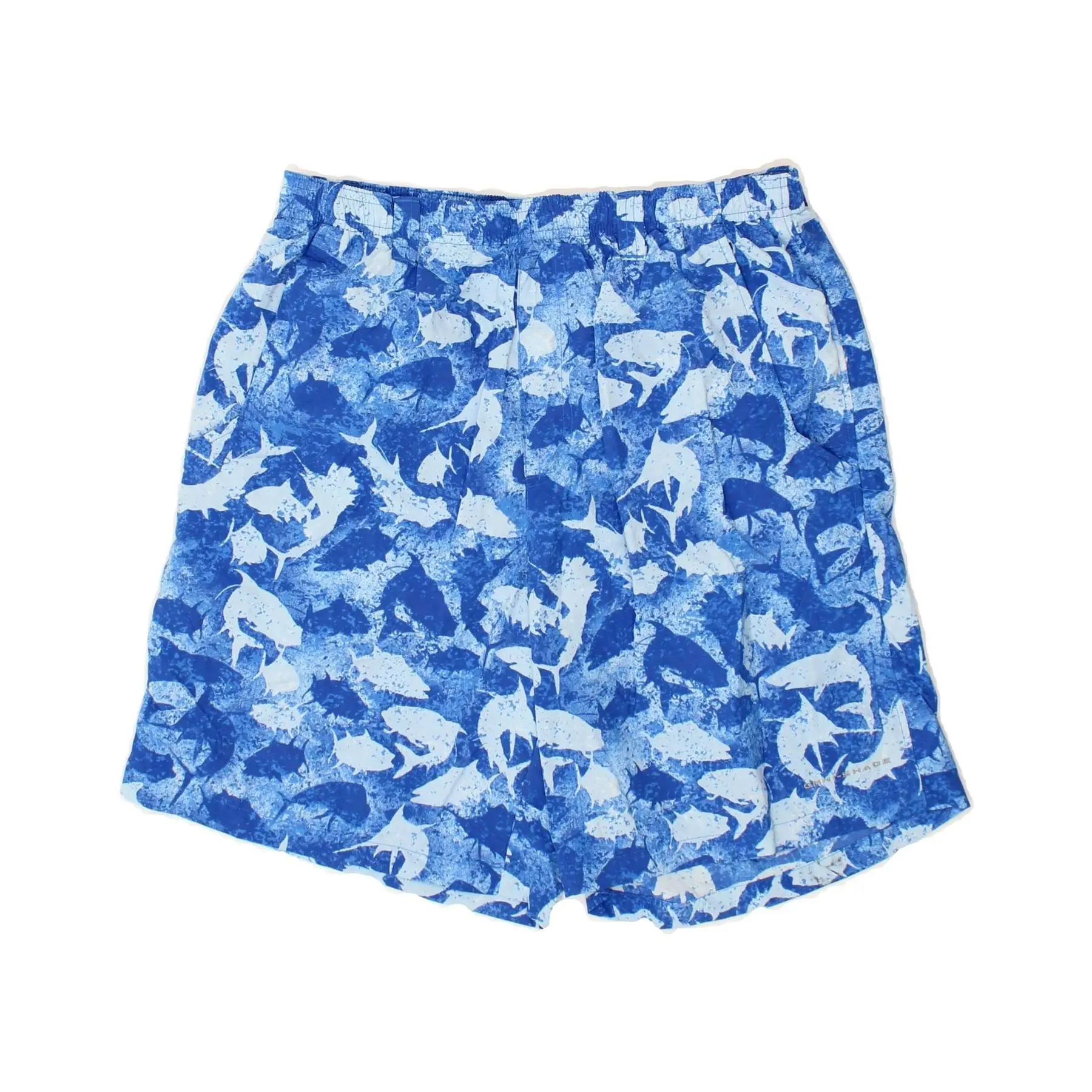 Pre-Owned Vintage COLUMBIA Mens Swimming Shorts Medium Blue Animal Print Nylon