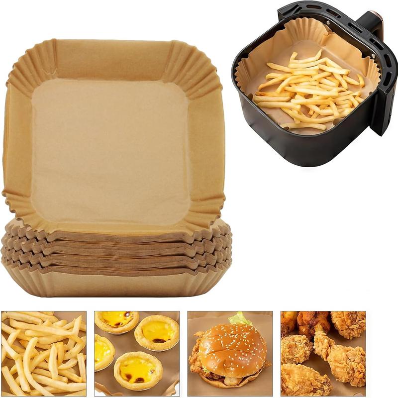 Air Fryer Liners 100 PCS | 6.3 Inch Square Air Fryer Paper Liners | Air Fryer Disposable Paper Liner, Bakeware Utensils Kitchen 0