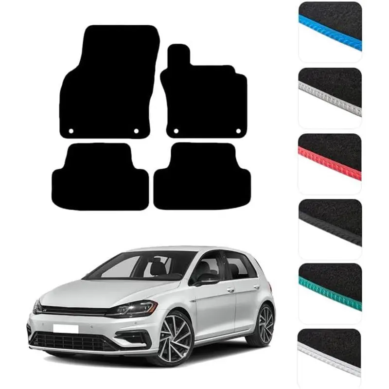GCM - Car Floor Mats for Volkswagen Golf Mk7 2013-2019 Full Coverage Floor Protection - Anti Slip & Fit Car Mat with Clips Easy to Clean Car Carpet for All-Weather