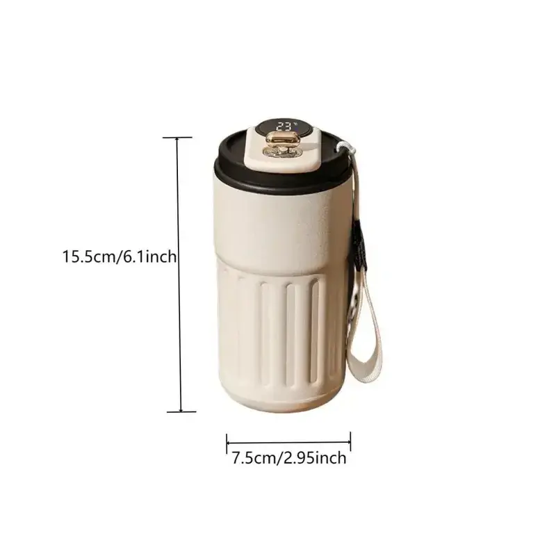 Portable Temperature Display Insulated Coffee Mug, Vacuum Insulated Bottle with Strap, Tumbler Cups, Drinkware for Home Office Travel！. 1