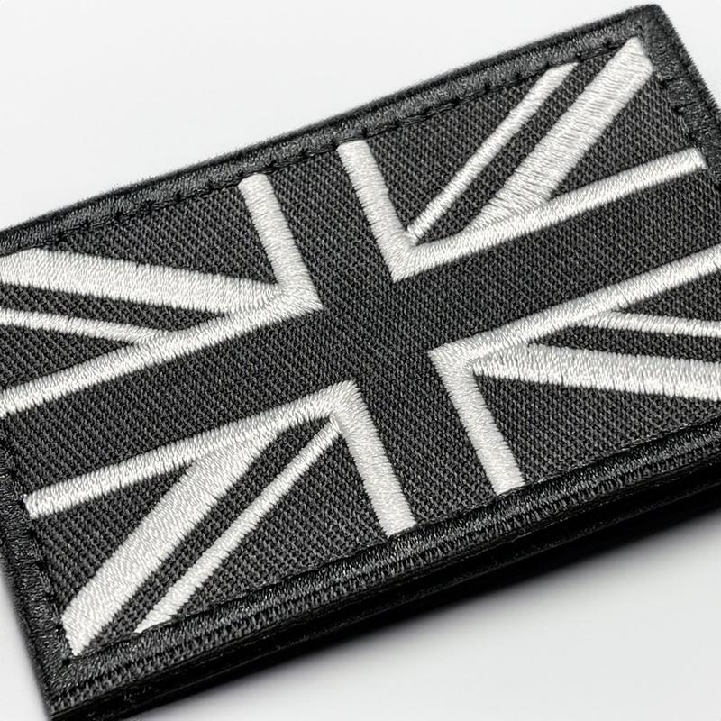 Black Union Jack Patch: Hook & Loop 8cm Wide Embroidered Fabric United Kingdom UK Great Britain GB National Flag for Travel Rucksack Backpack Bag Jacket Clothing Uniform Vest 3