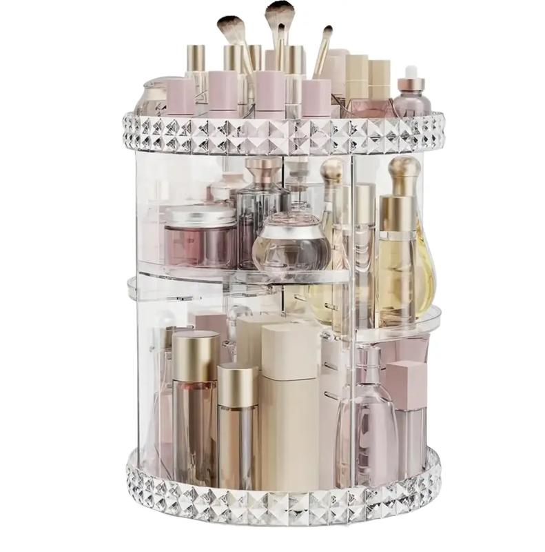 Rotating Makeup Organiser Adjustable Layers Makeup Storage Rack for Perfumes Skincare Cosmetic Storage Rack for Bathroom Bedroom Dresser Adjustable Boxes 0