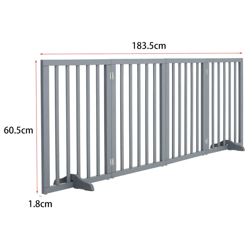 Lushhub Wooden Foldable Freestanding 3/4 Panel Pet Gate 8