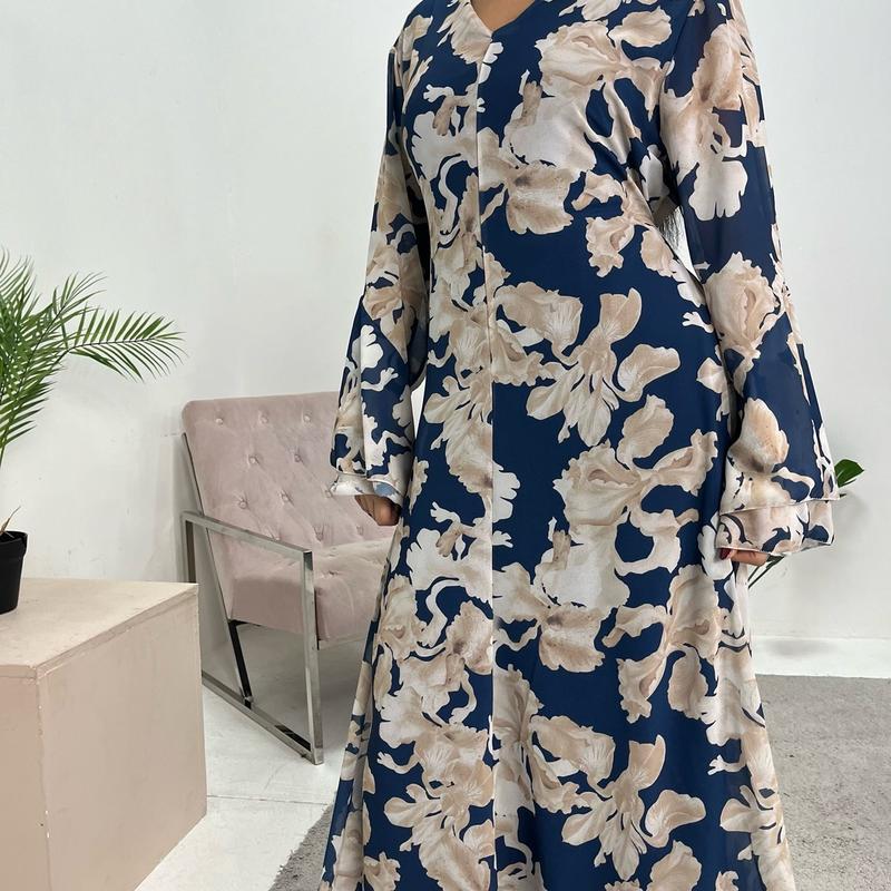 Ladies floral print modest dress onesize uk 6-14 2