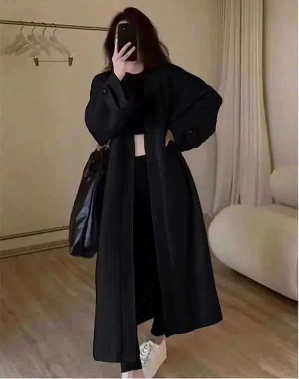 Longline  Knitted Cardigan ,Basic Plain Fall & Winter Clothes,Button up sleeves, Long knit coat,Lady's Open-Front Womenswear Knitwear Adjustable,Valentine's Day Gift
