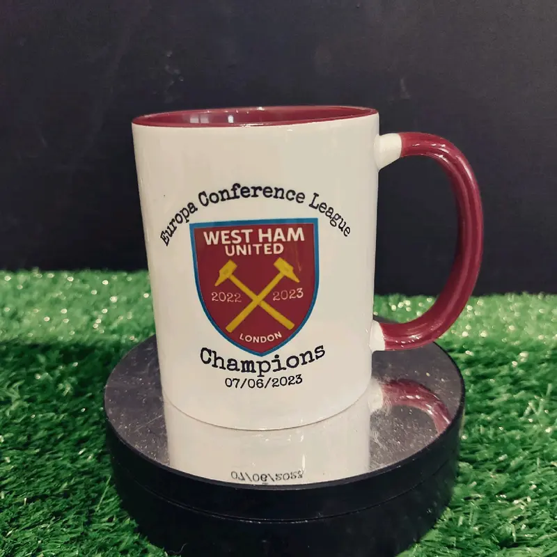 West Ham Europa League Champions Mug and Coasters - Personalized Gift Set - Ceramic, Reuse, Tumbler, Reusable, Cup, Coffee 3