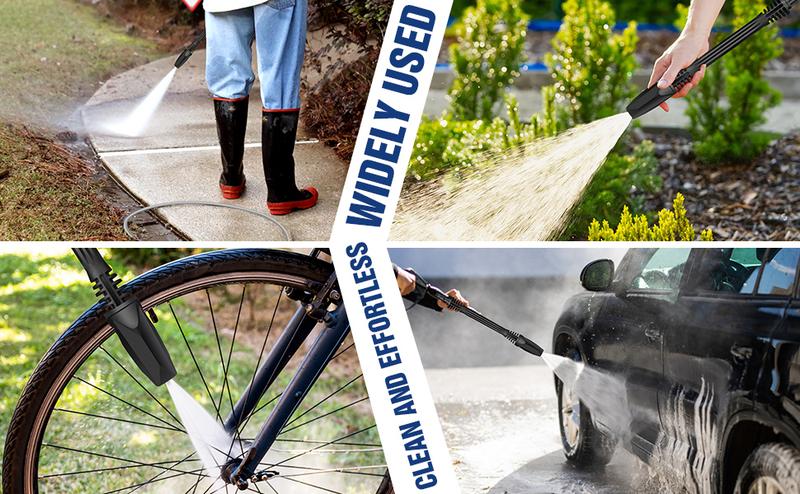 Product Introduction of Cordless Pressure Washer, 21V 1500W Portable Pressure Washer, 30 Bar/435 PSI High Power Washer Machine with 6-in-1 Adjustable Nozzles, 2PCS 1.5Ah Battery, 5m Hose Cordless Jet Washers Pressure Cleaner for Car Floor Garden Cleaning 6