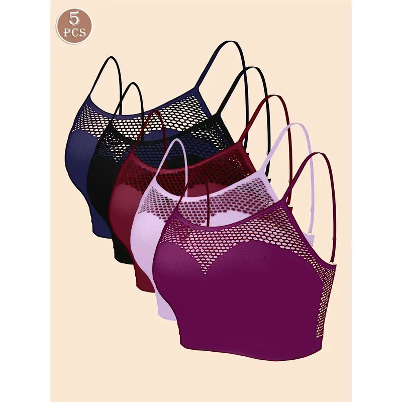 5 Pcs Women's Seamless Bras - Adjustable, Breathable, No Trace, Hollow Out for Comfortable Underwear & Outer Wear Womenswear Basic 2