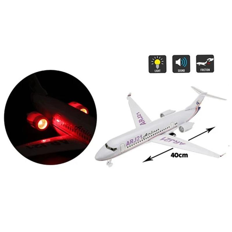 UMKYTOYS Friction Powered Passenger Airplane Toy for Kids with Light and Sound Aircraft Model Machine Play Vehicle Collection Gift for Kids Boys Girls 1