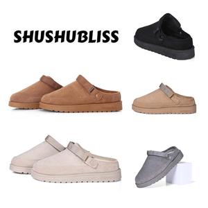 SHUSHUBLISS Women Suede Slippers Adjustable Slip-On Clogs Cozy Winter Slippers with Faux Fur Lining,Lightweight,Durable,Breathable and Comfortable House Shoes for Women Indoor Outdoor Slippers with Non-Slip Sole