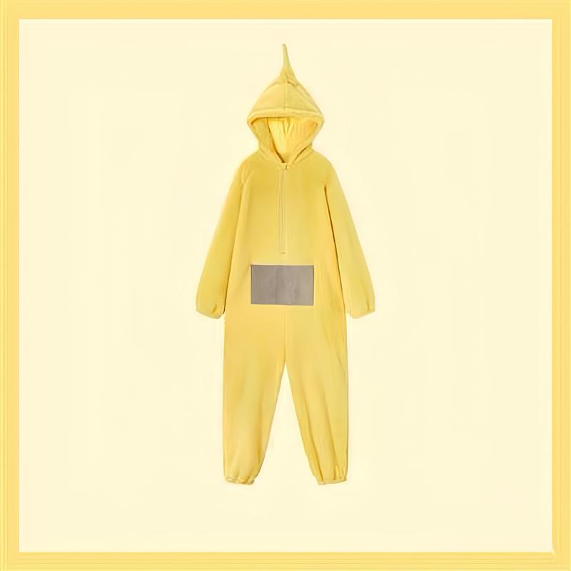 Teletubbies One-Piece Pajamas, Halloween Cartoon Role-Playing Loose One-Piece Hooded Jumpsuit Super Soft Flannel Adult Pajamas, Cute Cartoon Teletubbies Couple One-Piece Pajamas 6