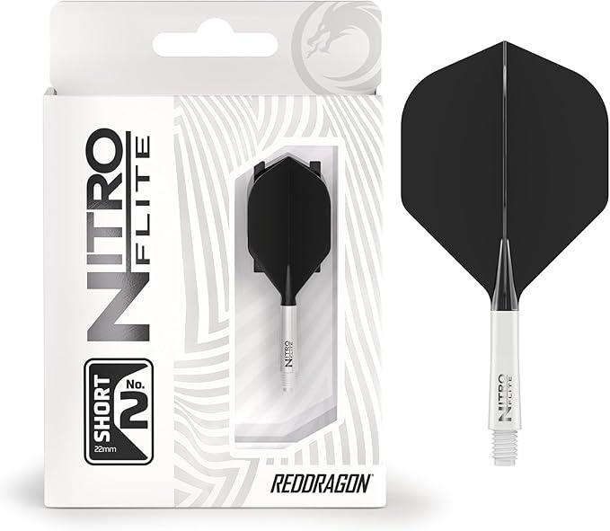 Nitro Flite Integrated Flight & Shaft System–No.2 Shape and Design-Available in Short, Intermediate & Medium - White, Black, Blue, Yellow & Clear - Professional Darts Accessories 7