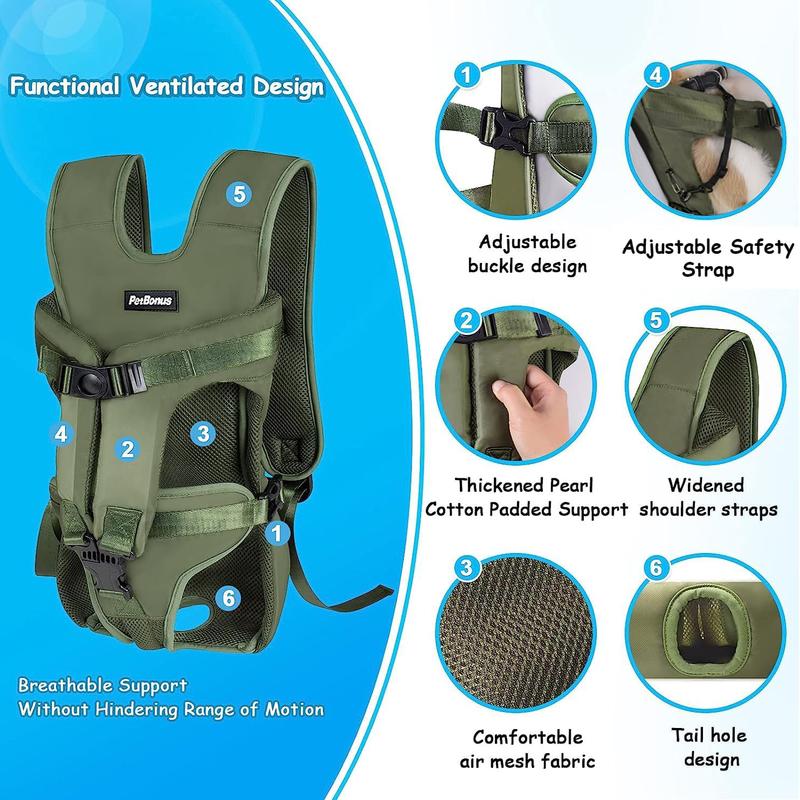 Pet Front Dog Carrier Backpacks, Adjustable Dog Backpack Carrier, Legs Out Easy-fit Dog Chest Carrier for Medium Small Dogs, Hands Free Dog Front Carrier for Hiking, Cycling 6