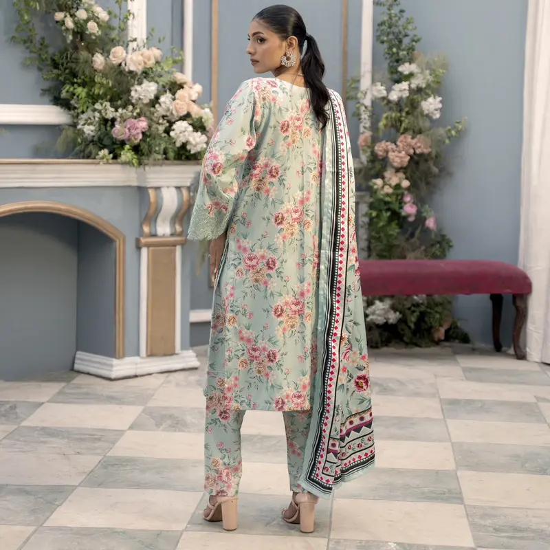 3 Pc Ready To Wear Dhanak Suit -Embroidered And Printed - With Wool Shawl  | Raniya.H | 3