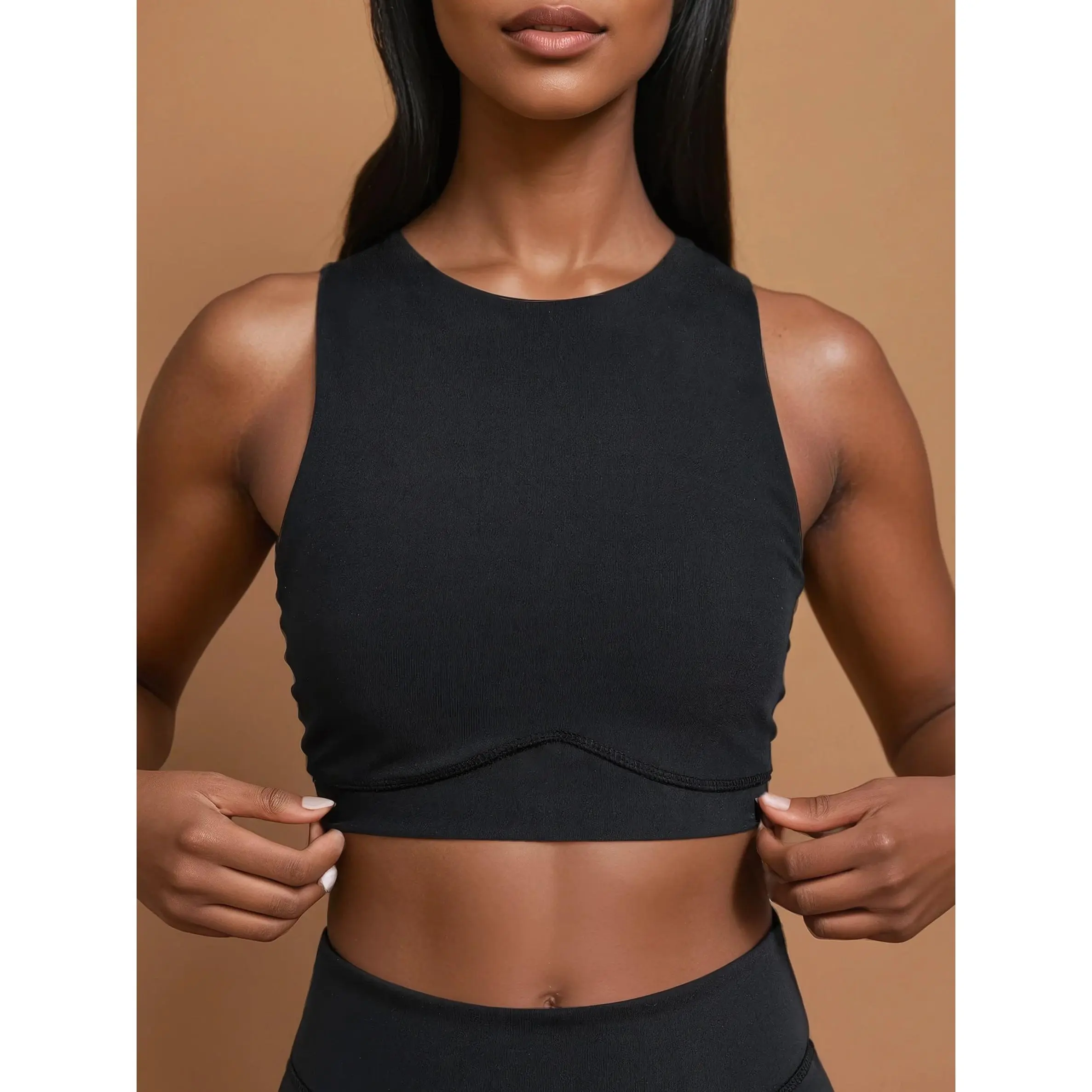 HAZEL cropped vest top black luxury gym