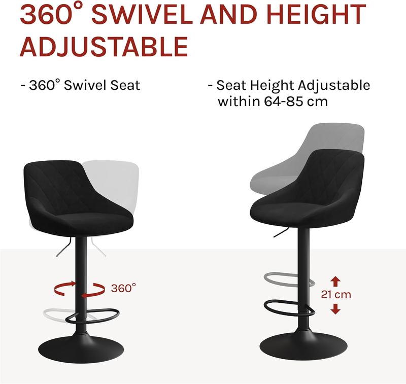 WOLTU Bar Stool Bar Chair Breakfast Dining Stool Chair for Kitchen Island Counter Velvet Exterior, Adjustable Swivel Gas Lift, Steel Footrest & Base, BH219sz-1 6