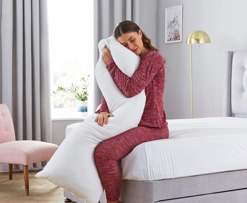 URZ SHOP Long Premium Bolster Body Pillow 5 ft - Hollow Virgin fiber Filling - Super Bounce Back - Full Body Support Cushion for Side, Back and Neck - Breathable - Multi-Purpose Use - (Available in  4ft, 5ft ) long  memory   pillow  world caitlyn 3