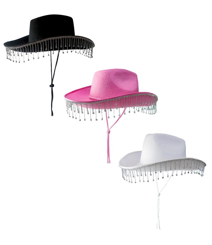 Alandra Luxury Cowboy Hat With Diamante Droplets - Stetson Shape - Black, Pink, White - Perfect for Hen Parties and Music Festivals 1