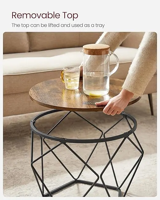 Round Coffee Table Set of 2, Side Table for Sofa End coffee  tables 1