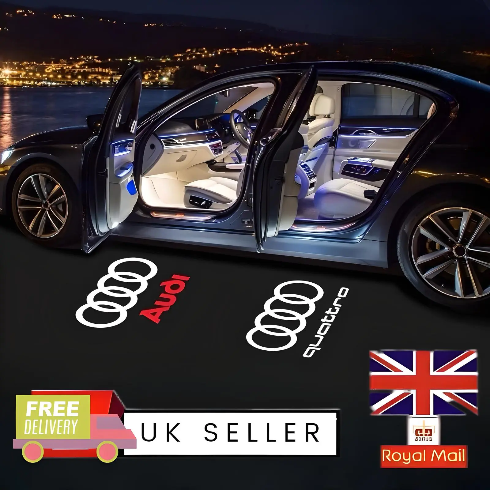 Audi Puddle Shadow Lamp - 2Pcs LED Welcome Light Projector for Audi Car Door