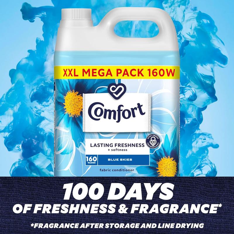 Comfort Blue Skies Fabric Conditioner with Stay Fresh technology for 100 days of freshness + fragrance* 160 washes (4.8 L) 1