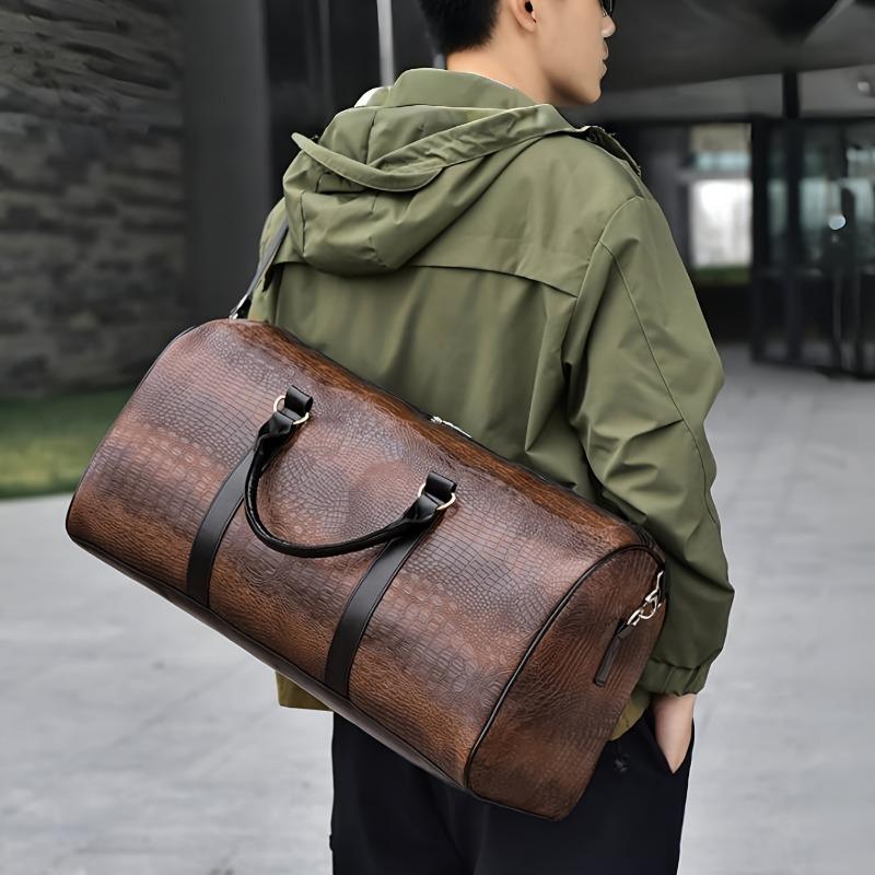 Product Introduction of Large Capacity Travel Bag, Unisex Crocodile Pattern Luggage Bag, Retro Versatile Vacation Bag, Gift Duffel Bag 2