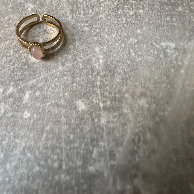 DAINTY&CO | THE PINK GEMMED STONE HARMONY ADJUSTABLE RING - TARNISH PROOF - WATERPROOF 3