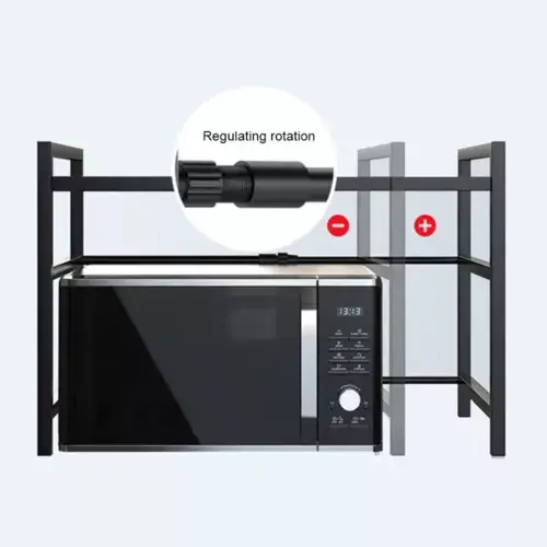 2 Tier Expandable Microwave oven Rack Stand Storage Holder Kitchen Corner Shelf 5