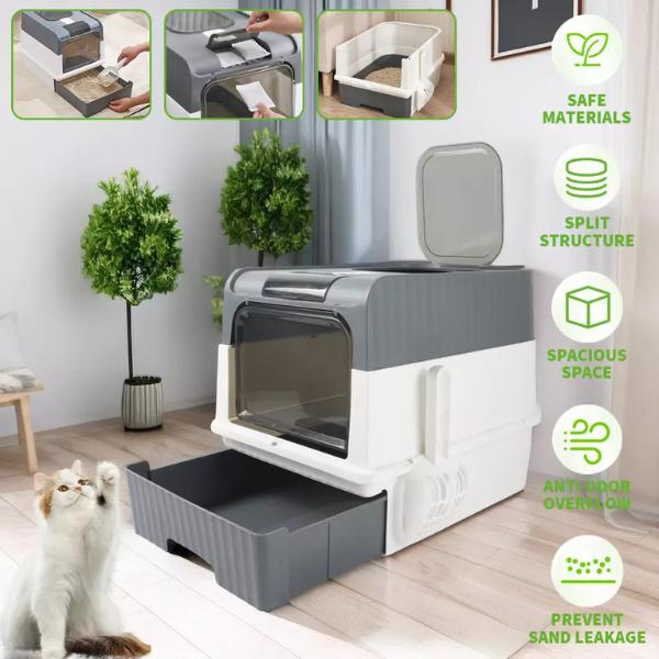 Product Introduction of Large Smart Cat Litter Box with Self Cleaning, Drawer and Deodorize Cat Potty Tray robot 5