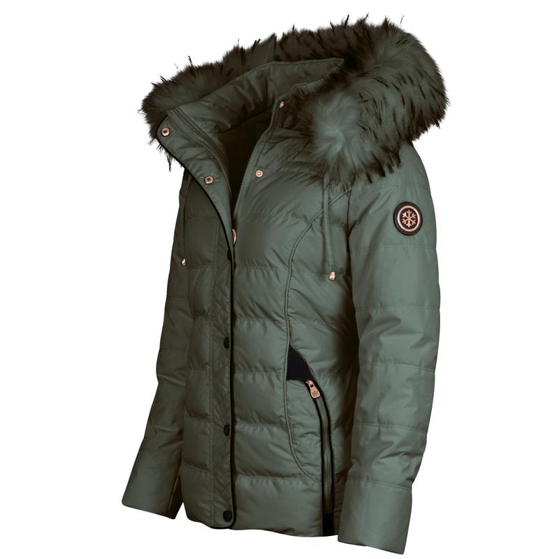 Spindle Womens Ladies Premium Quality Hooded Short Fur Parka Quilted Padded Puffer Coat | Zip Side Pockets | Luxurious Detachable Faux Fur on Hood | Zipped Inner Pocket 6
