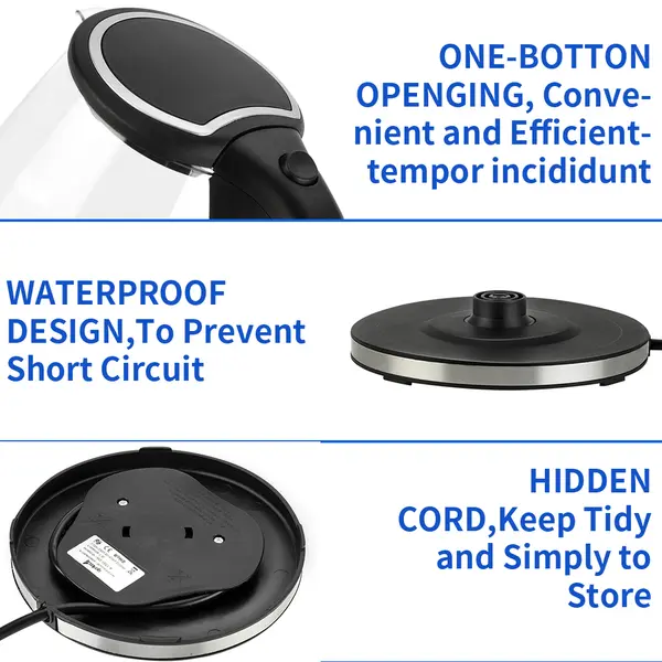 [Same model: 94353526] HD-1857-A 220V 2000W 1.8L Electric Glass Kettle UK Plug 3