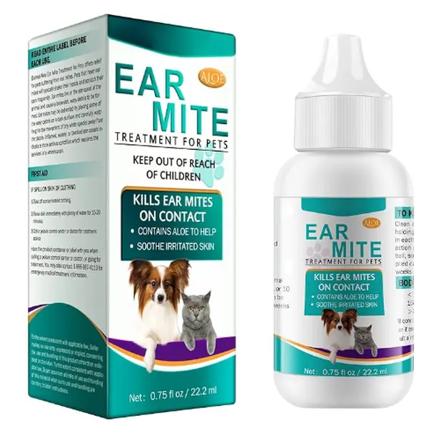 Ear mite treatment for dog, Provides Relief For Yeast Infection, Alleviation Suffering From Ear Mites & Built-Up Wax And Dirt. For Puppy, Cats And Dogs
