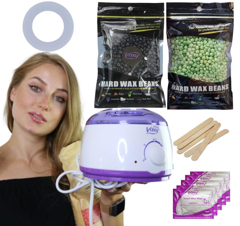 Home Waxing Kit for Hair Removal Wax Warmer 200g Wax Spatula Wipes,  Heater Collar Body Care Cosmetic Cream Comfort 6