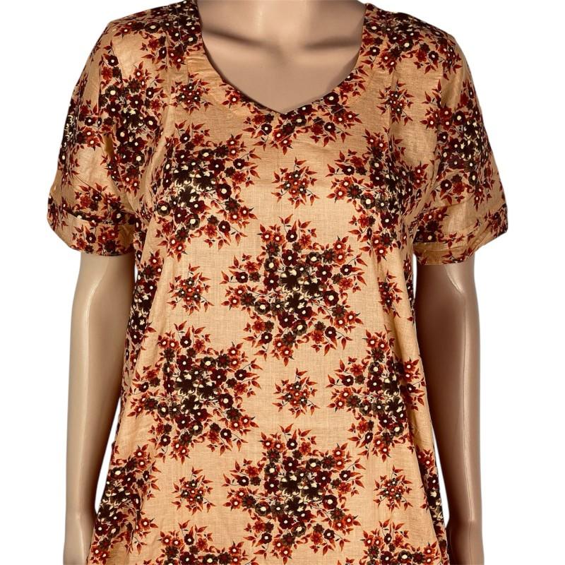 Product Introduction of Cotton Floral Nightwear for Women - Homewear - Womenswear, Printed Cotton Fabric, Nighty. Breathable Comfortable Soft Loungewear Shortsleeve  Style 20