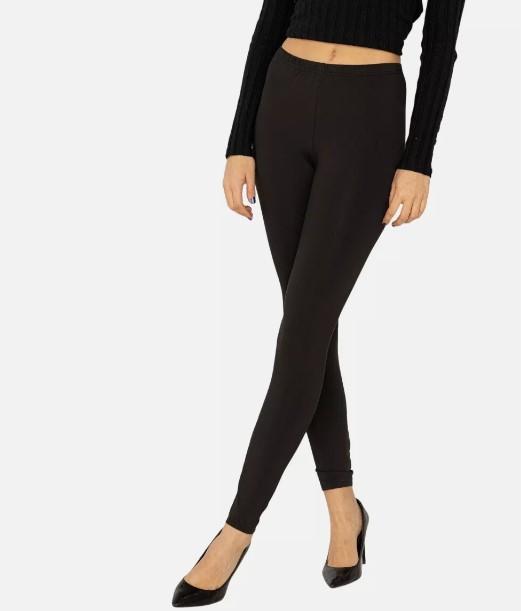Wide Black Stretchy Viscose Lycra Leggings for Women with Elasticated Waist - S/M to XXL - Womenswear, Casual 1