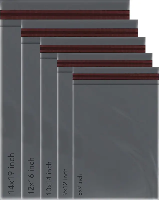 50 Mixed Grey Parcel Bags, 5 Sizes, 10 Each, Self Seal Small to Large Mailing Bags stationery  school 0