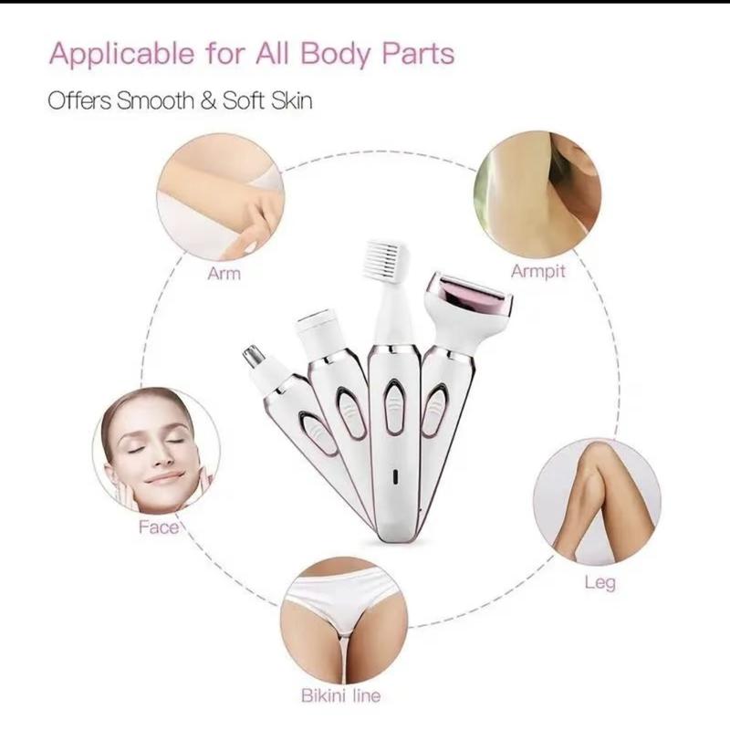 4 In 1 Electric Rechargeable Hair Removal Device, 1 Set Nose Eyebrow Face Razor For Gift, Wet & Dry Private Area Trimmer For Winter Gift, Electric Hair Removal Device For Women, Halloween, Christmas, Gadgets flawless  eyebrow 5
