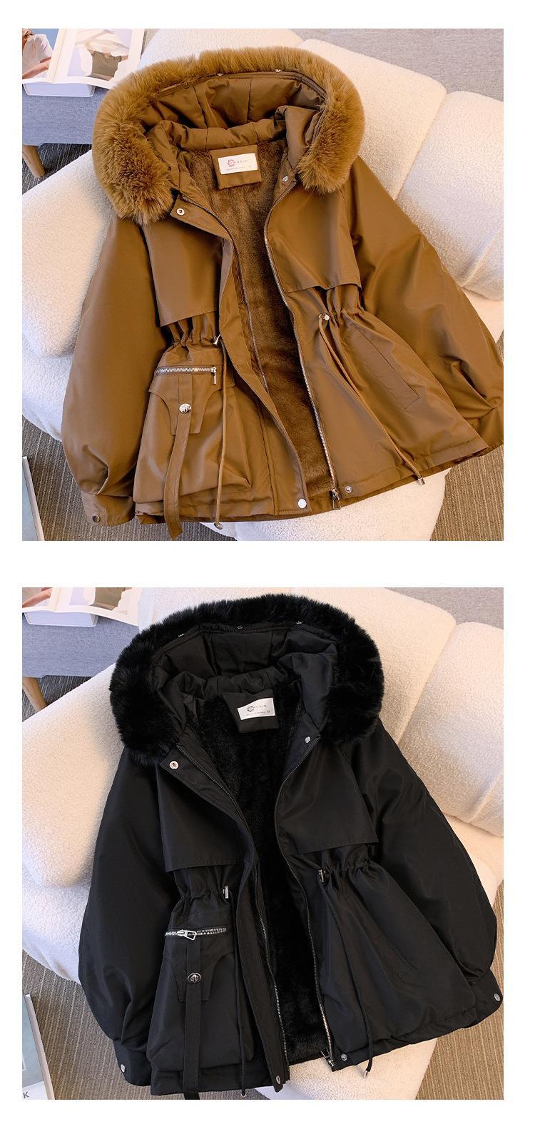 Product Introduction of winter Down Cotton Dress Women's Short Large Fur Collar Style Overcoming Slim Waist Fashion Casual Coat 8
