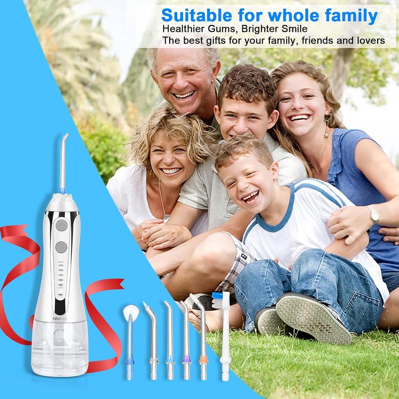 H2ofloss Water Flosser for Teeth Cordless, IPX7 Waterproof Oral Irrigator in 5 Modes, USB Recharged Water Dental Flosser with 30 Days Use, Gravity Ball for Upside Down Use, 300ml Water Tank (White) 8