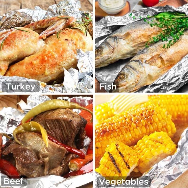 Pack of 5 Premium Quality Aluminum Kitchen Catering Tin Foil Rolls, 300mm x 12m 12" inches Cookware Disposable 4
