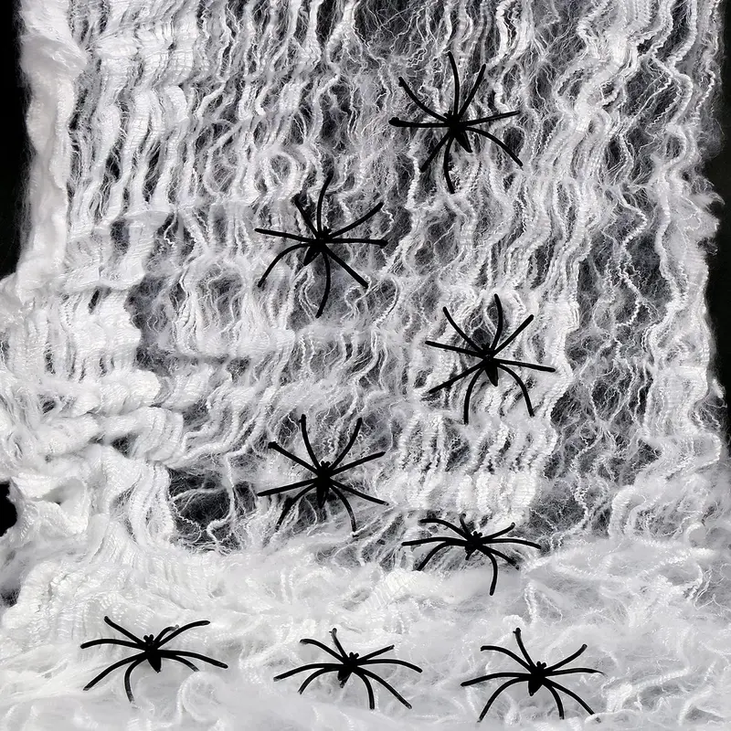 60g Halloween Spider Web Decoration with 30PCS Realistic Fake Spiders - Stretchable Cobwebs for Halloween 2024 | Trendy Halloween Aesthetic Décor for Parties | Spooky Nostalgic Decorations for TikTok Trends | Perfect for Halloween Plastic Room Ornaments 3