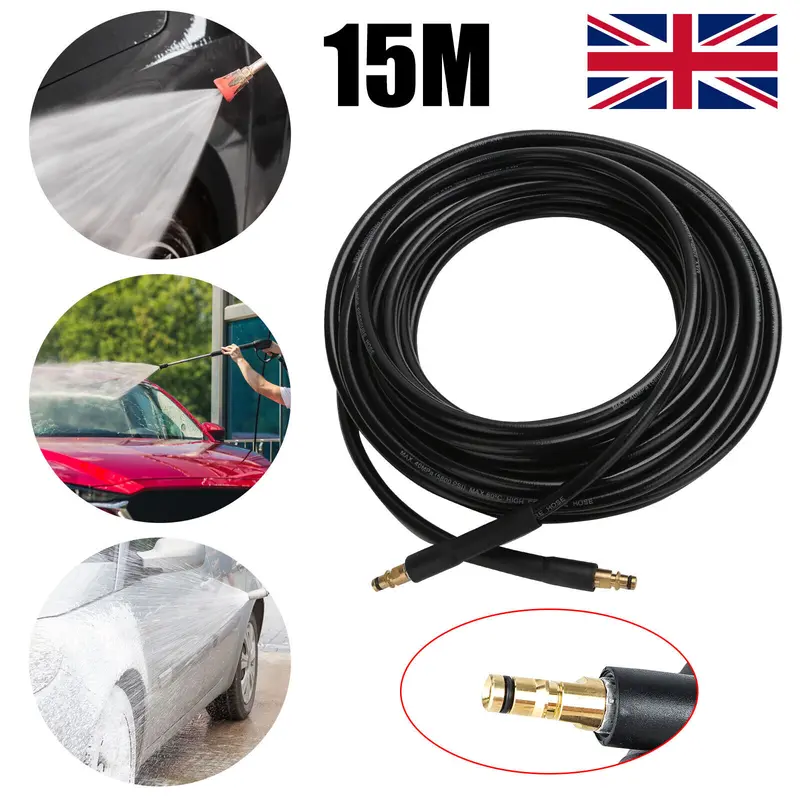 GoDyna 15m Pressure Washer Hose High Pressure Hose for Karcher K Series Pressure Washer K2 K3 K4 K5 K7 Click Type Plug Quick Karcher Hose Connector 0
