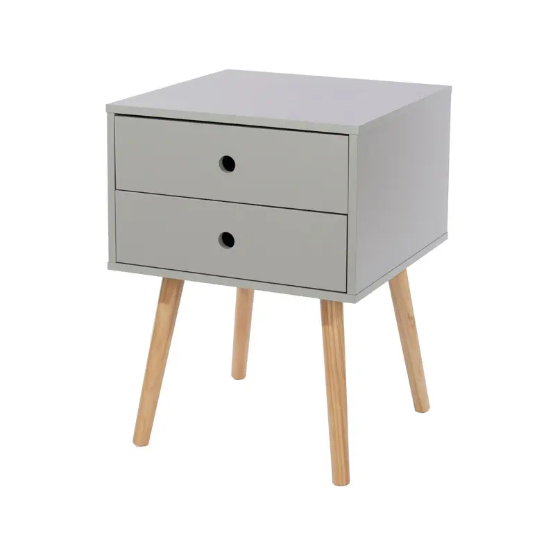 Bedside Table with Solid Wood Legs, 2 Drawers, 3 Colours - Compact Storage Unit for Bedroom Furniture 1