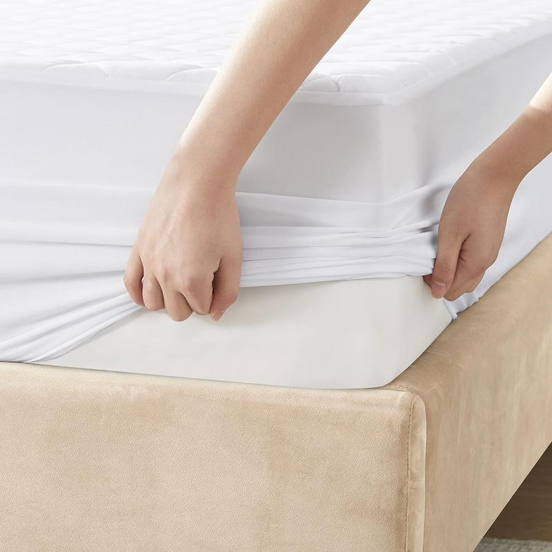 Quilted Mattress Protectors 100% Waterproof Super Soft Cosy Anti Allergy, Non-Noisy and Comfortable Fitted Style Made Of Microfiber Matress Protectors Bed Cover Available In White Colors Sizes ( Moses, Single, 4FT/Small Double, Double, King, Super King) 6
